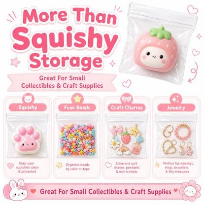 20-Pack Clear Reusable Squishy Storage Bags for Collecting & Trading