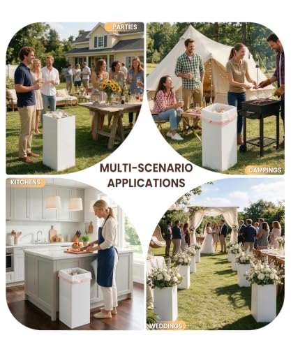 30 Gallon Disposable Trash Cans for Parties - Pack of 4, White