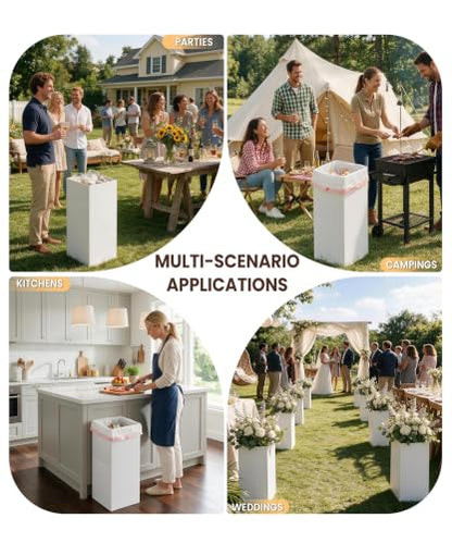 30 Gallon Disposable Trash Cans for Parties - Pack of 4, White