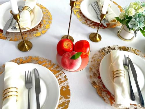 Disposable Gold Placemats Set of 100 - 13 Inch Metallic Round Doilies for Wedding & Party Decor - Gold / 100