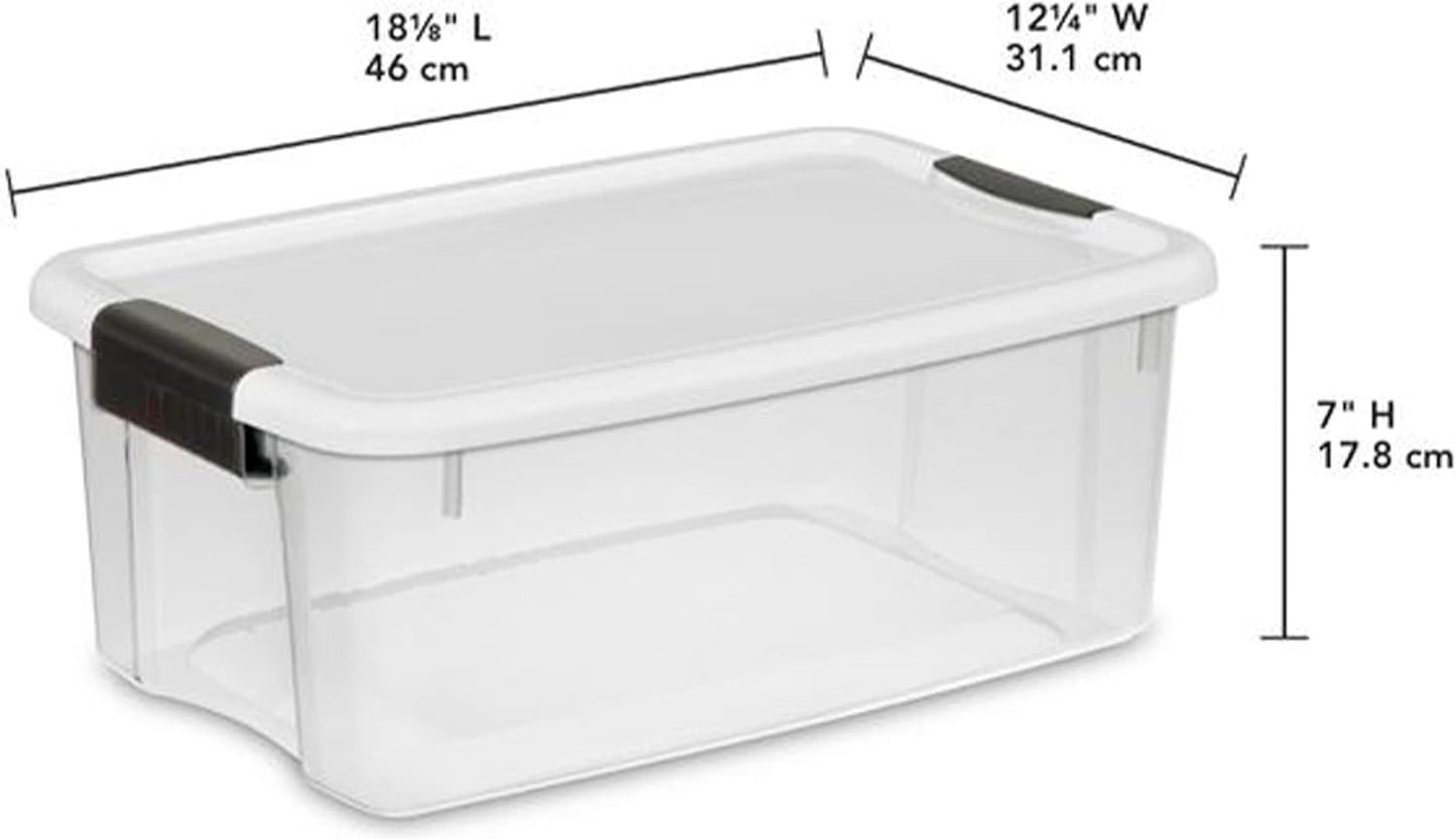 Sterilite Clear Plastic Storage Containers - Stackable 30 Quart & 18 Quart Bins with Latching Lid | 6 Pack
