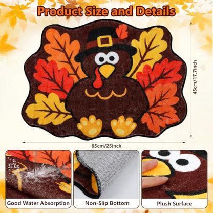 Thanksgiving Turkey Bathroom Rug Mat - Fall Decor for Kitchen & Entryway