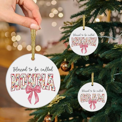 Nonna Christmas Tree Ornament - Blessings Gift for Grandma, 3x3 Inch Ceramic