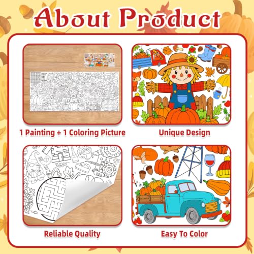 Fall Coloring Poster/Table Cover - 71 x 31.5 Inches Fall