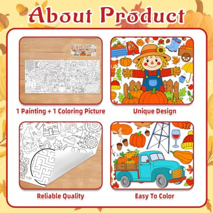 Fall Coloring Poster/Table Cover - 71 x 31.5 Inches Fall
