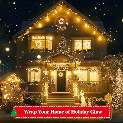 16Ft Battery-Powered Christmas String Lights with 100 LEDs & 8 Modes - Warm White