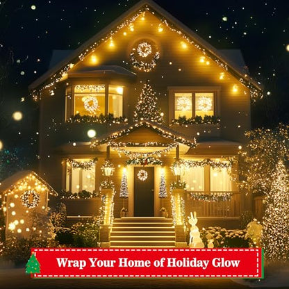 16Ft Battery-Powered Christmas String Lights with 100 LEDs & 8 Modes - Warm White