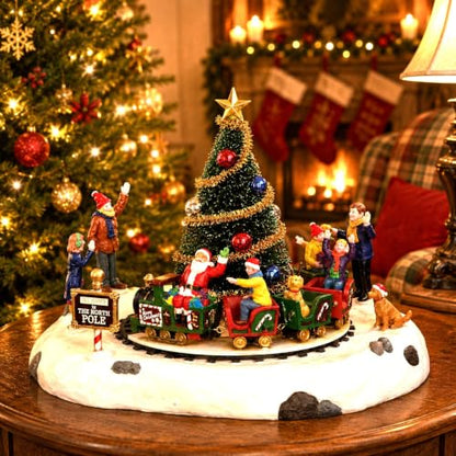 Battery Operated Christmas Village Santas Kiddie Train - Lemax Holiday Decor
