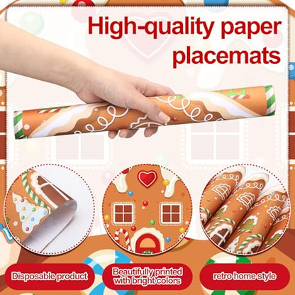 Christmas Gingerbread House Disposable Paper Placemats - 36 Pack