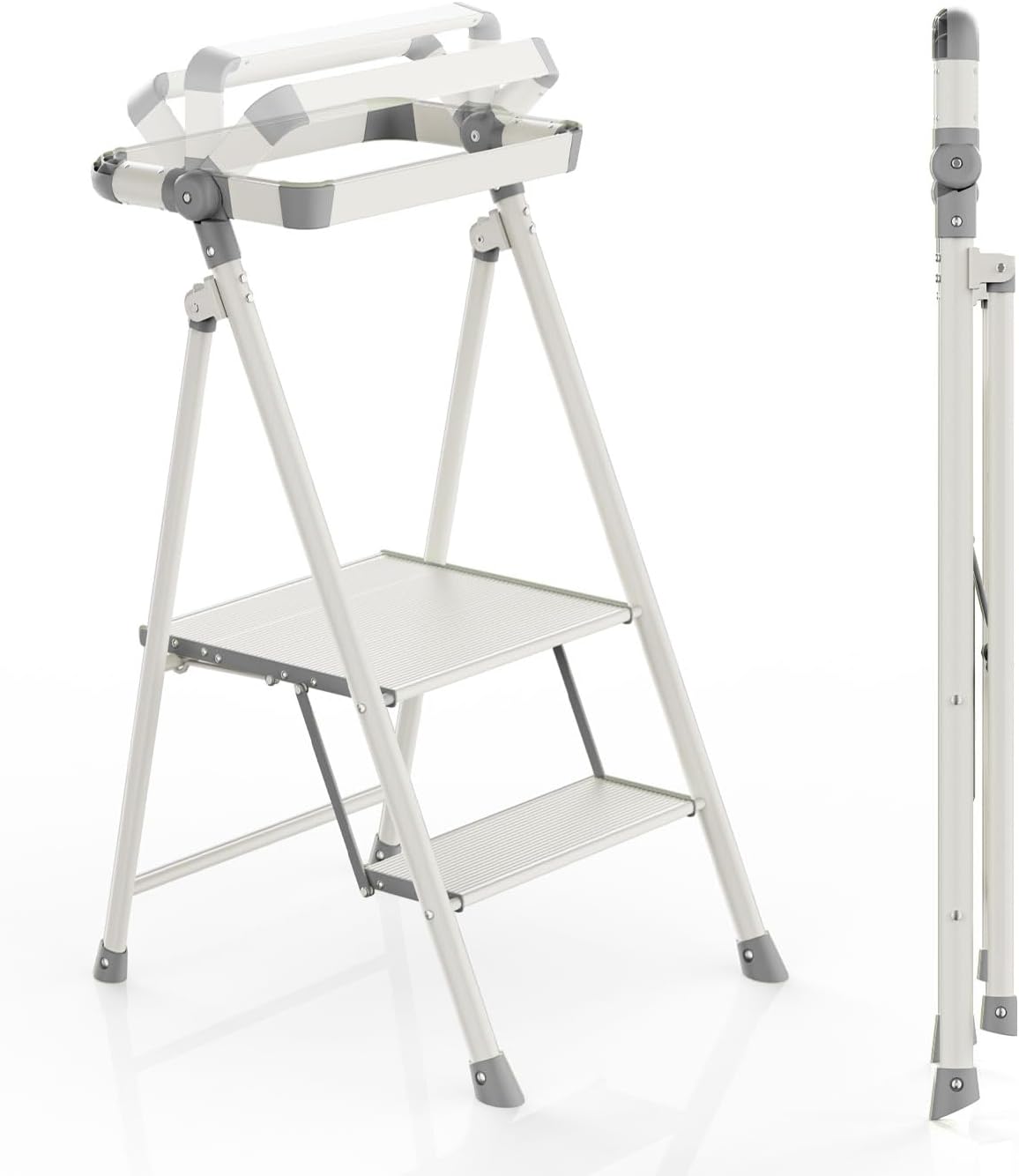 UNICOO Foldable Toddler Tower - 2-Step Kids Step Stool with Safety Rail | Compact Design for Home Use