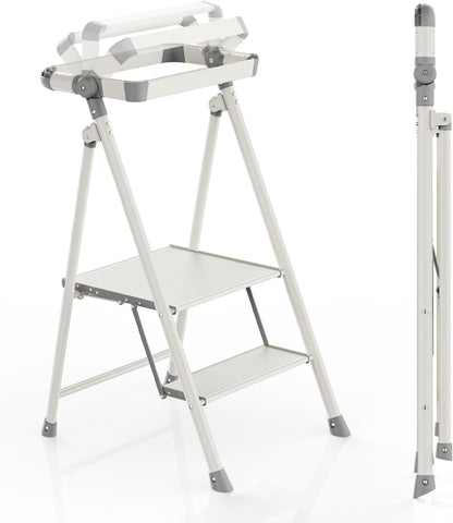 UNICOO Foldable Toddler Tower - 2-Step Kids Step Stool with Safety Rail | Compact Design for Home Use