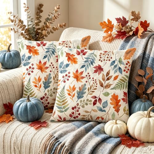 Autumn Maple Leaf Fall Pillow Covers 20x20 Inch Set of 2 Farmhouse Thanksgiving Decor