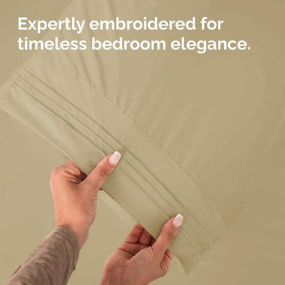 King Pillow Cases Set of 4 - Ultra Soft Hotel Quality - Wrinkle Free & Fade Resistant - Beige