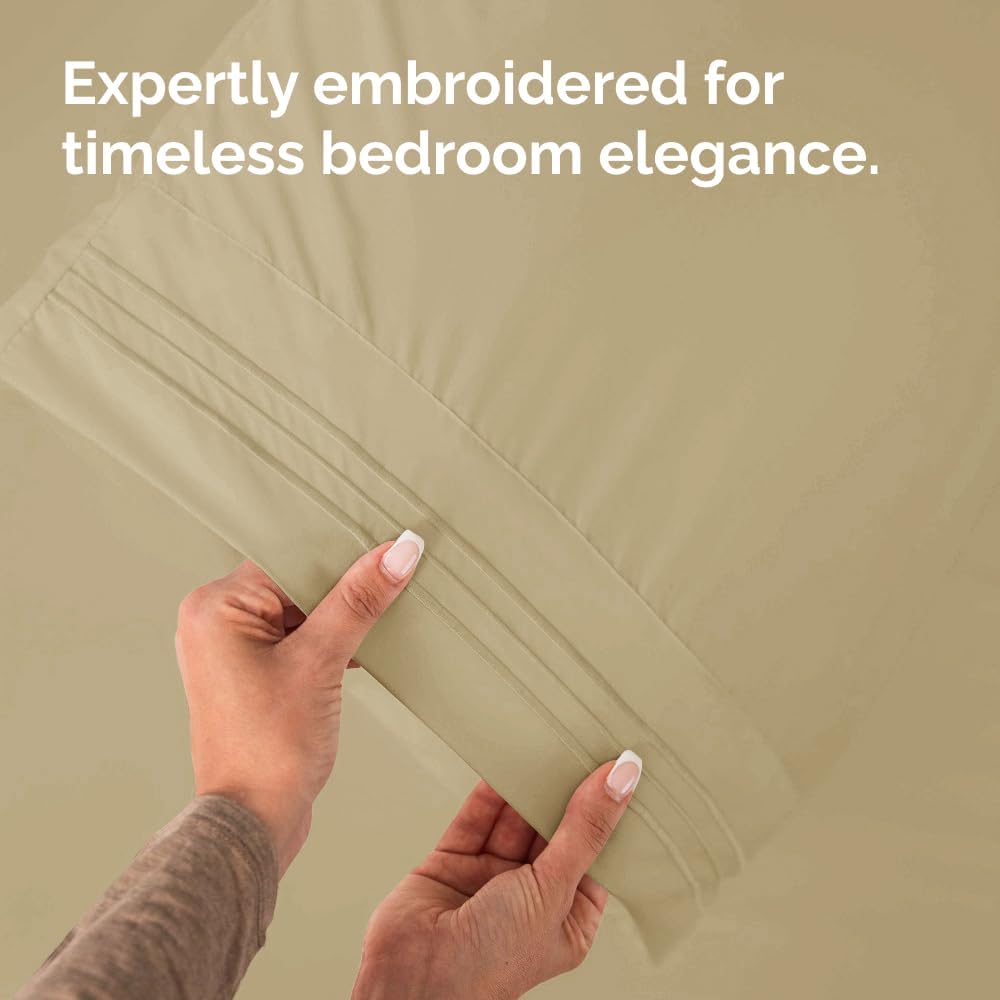 Queen Pillow Cases by Hotel Quality - Ultra Soft, Wrinkle-Free & Stain Resistant - 2 Piece Set in Beige