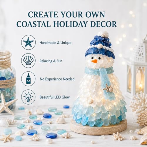 Sea Glass Art Kit for Adults with LED Light - Coastal Christmas Craft