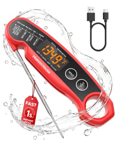 Rechargeable Instant Read Meat Thermometer with LED Display IP65 Waterproof