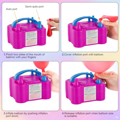 Pink Electric Balloon Pump with Dual Nozzle & Tying Tools - Portable Party Decor