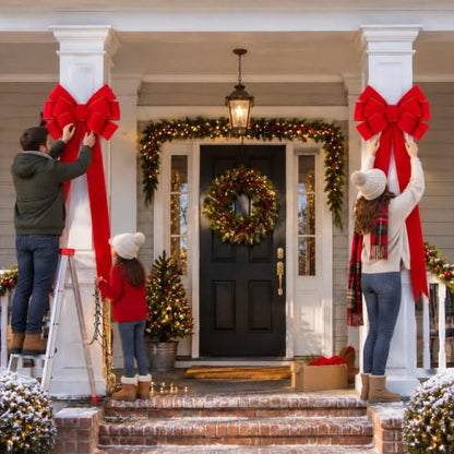 Norme Red Giant Christmas Tree Topper Bow Decor Set - 2 Pieces