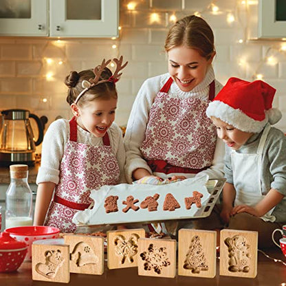Christmas Wooden Cookie Stamp Mold Set - 12 Holiday Patterns for Baking
