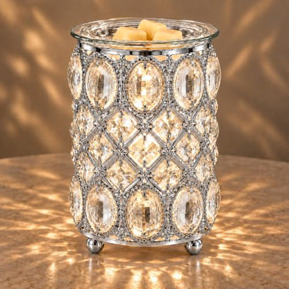 Crystal Wax Warmer with Faceted Design & Removable Glass Dish - Elegant Home Decor
