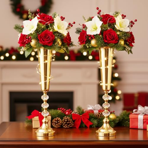 Gold Metal Vases Set of 2 for Tables - Wedding Centerpieces, Decor - Variation of THIS listing