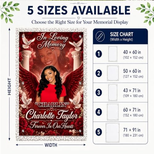 Personalized Memorial Grave Blanket with Photo, Name & Date - Style-18