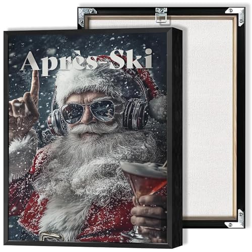 Multi 01 Unframed Retro Apres Ski Canvas Wall Art Christmas Characters 12x16in