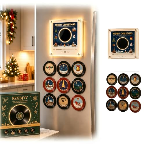 Mini Magnetic Vinyl Record Player for Fridge with NFC Discs Christmas Decor