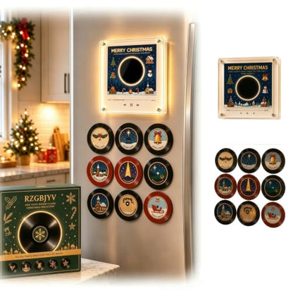Mini Magnetic Vinyl Record Player for Fridge with NFC Discs Christmas Decor