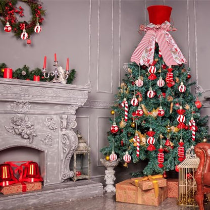 Christmas Candy Cane & Tree Topper Set - Holiday Decor