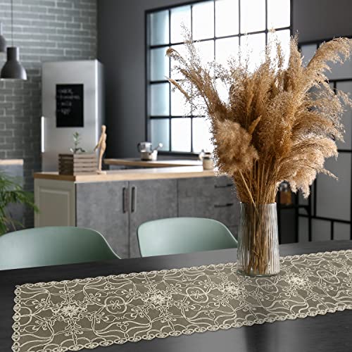 Elegant Comfort Embroidery Ingrid Table Runner 13 X 54 Inches - Gold