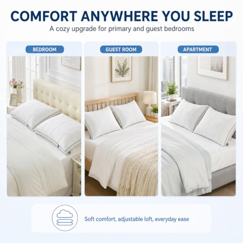 Adjustable Standard Size Pillow for Side Sleepers - White - 1 Pack