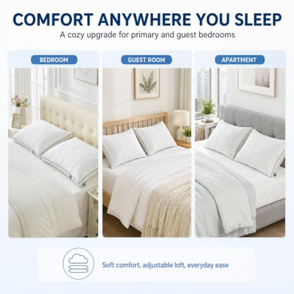Adjustable Standard Size Pillow for Side Sleepers - White - 1 Pack