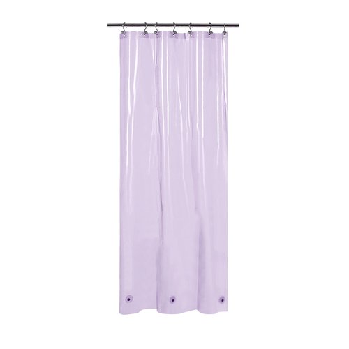 Barossa Design Clear Lavender Stall Shower Curtain Liner 36" W x 72" H - Waterproof Lightweight PEVA Plastic Shower Liner for Small Bathroom, 3 Bottom Magnets & Metal Grommets - Clear Lavender