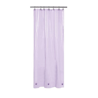 Barossa Design Clear Lavender Stall Shower Curtain Liner 36" W x 72" H - Waterproof Lightweight PEVA Plastic Shower Liner for Small Bathroom, 3 Bottom Magnets & Metal Grommets - Clear Lavender