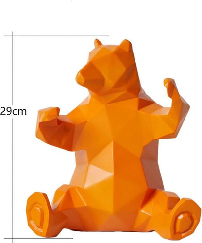Bear Sculpture Statue - Modern Polyresin Animal Figurine for Home Decor | Yellow 9-Inch Gift