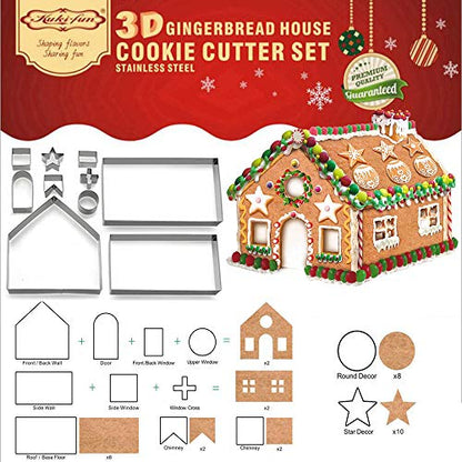 (Set of 10) Christmas Gingerbread House Cookie Cutter Set - Food Safe Steel, Holiday Baking Kit for Kids & Families Variation of THIS listing