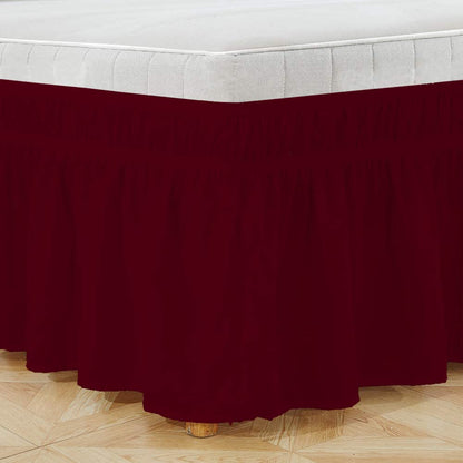 Wrap Around Bed Skirt, Luxurious 100% Egyptian Cotton 800 Thread Count 1 Pcs Bed Skirt, 18" Inch Drop - Twin Size (39" X 75") Inch, Burgundy Solid