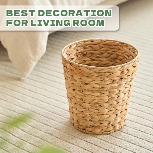 3 Gallon Wicker Trash Can - Natural Rattan Waste Basket for Bathroom & Home