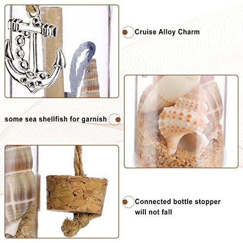 Beach Christmas Ornaments Set - Glass Bottles with Sand & Seashells, Holiday Decor