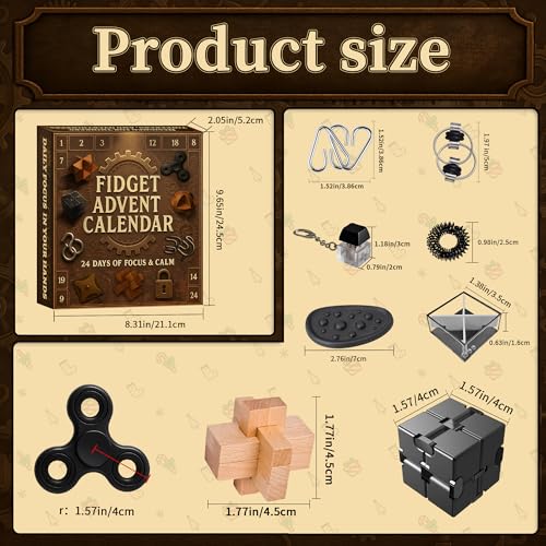 Puzzle Advent Calendar 2026 - Wooden & Metal Brain Teasers for Christmas Gift