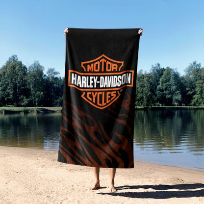 Harley-Davidson Grunge Flames Sand Free Beach Towel 35 x 60 in - Rider Style