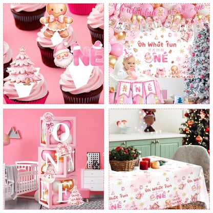 First Birthday Girl Balloon Arch Set Pink Gingerbread Christmas Decorations