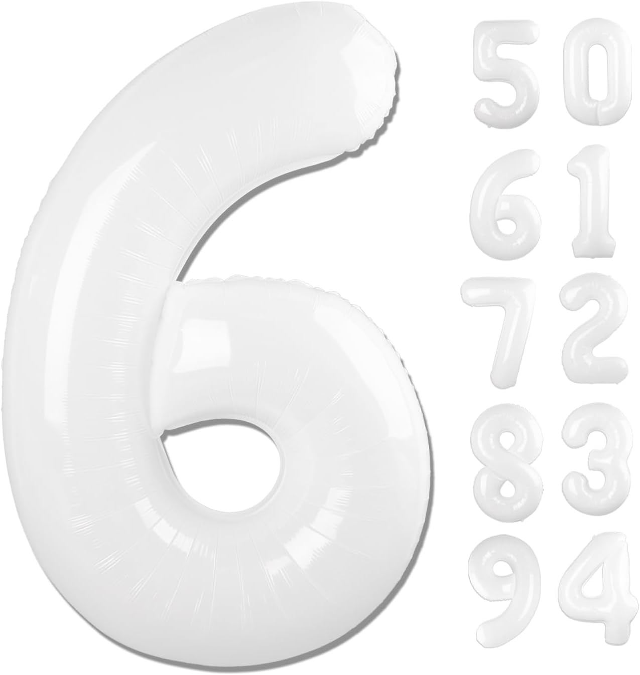 Skiennix 40-Inch Translucent Number 6 Balloon - White Birthday Decoration & Party Supply