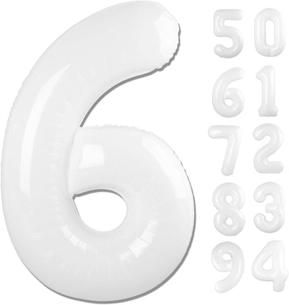 Skiennix 40-Inch Translucent Number 6 Balloon - White Birthday Decoration & Party Supply