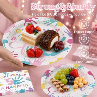 Officially a Handful 5th Birthday Party Decorations - Girl, 16 Pieces, 5th Variation