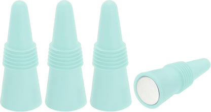 MECCANIXITY 4Pcs Wine Stoppers High Temp Silicone Plug T Shaped Wine Bottle Stopper Wine Outlet Cap Bottle Cover, Nordic Blue
