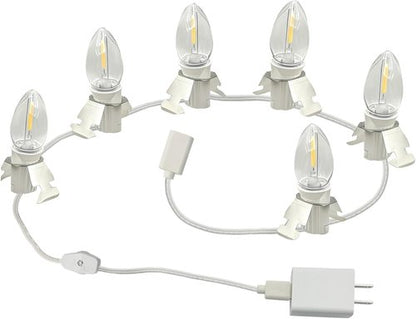 Department 56 USB 5V LED Light Set - 6 Lights for Christmas Village & Halloween Decor | 9.8ft White Cord