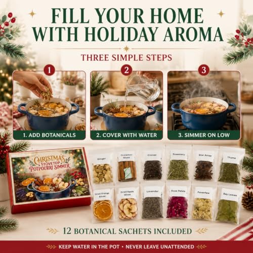 12-Piece Christmas Potpourri Gift Box for Holiday Home Fragrance
