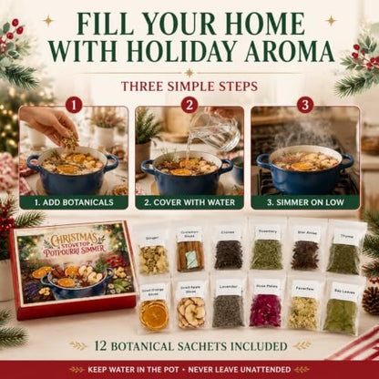 12-Piece Christmas Potpourri Gift Box for Holiday Home Fragrance